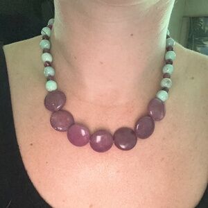 Lavender Coin Necklace (Lavender Jade Beads And Dragon Skin Agate Beads)